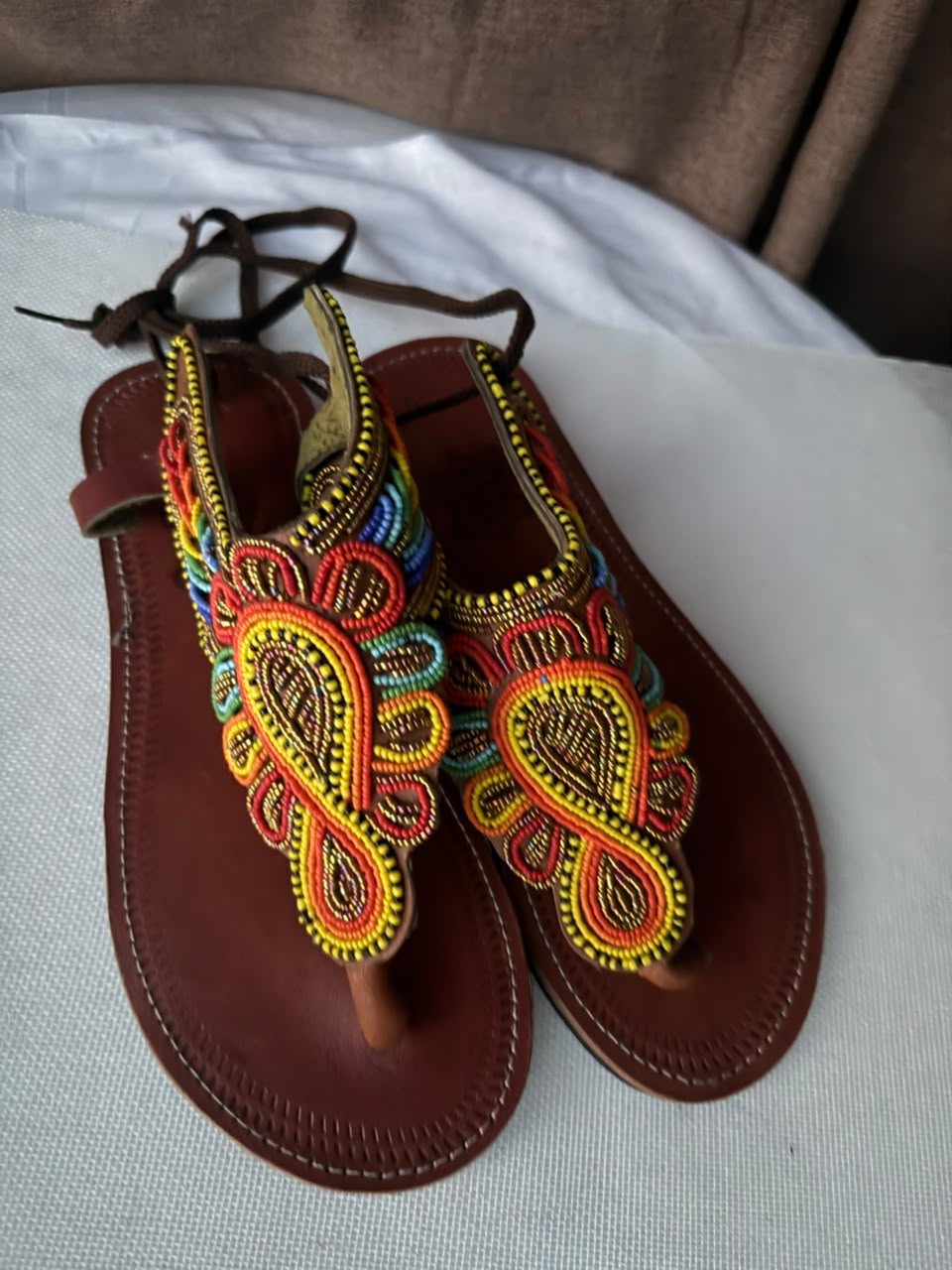 Jua Ornate Beaded Cuff Sandals — EU 40