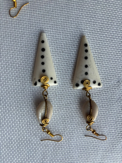 Ivory Triangle Bone Drop Earrings — third angle
