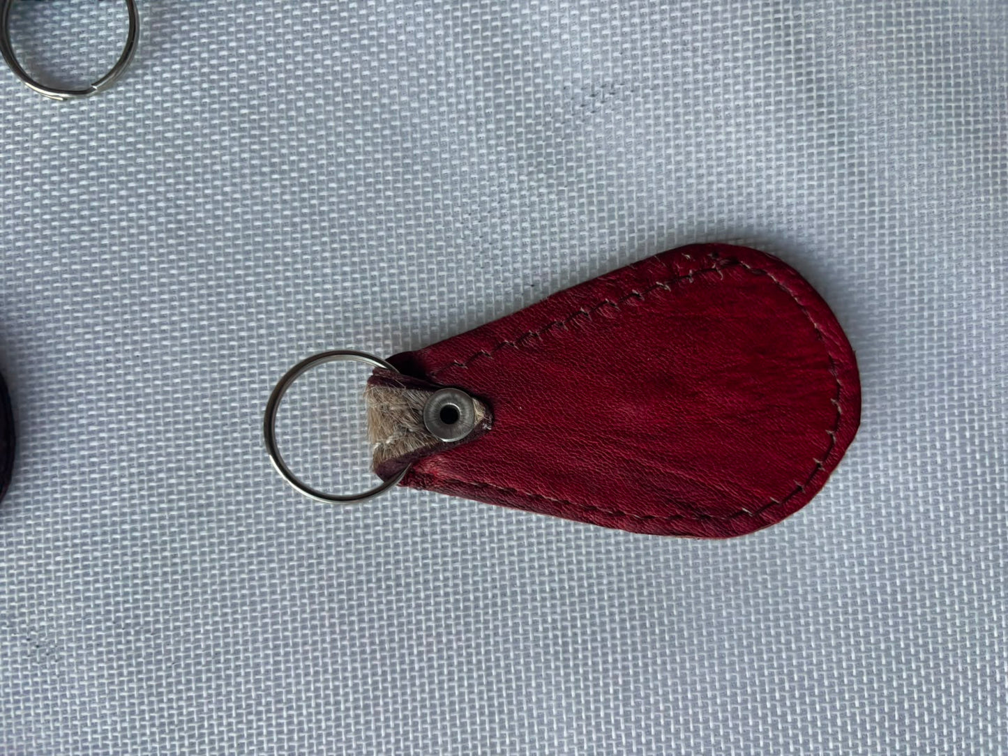 Buffalo Soldier Keychain — plain red leather teardrop