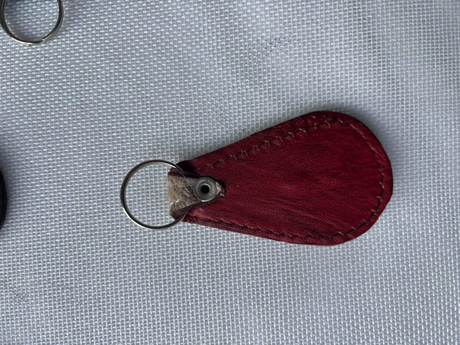 Buffalo Soldier Keychain — plain red leather teardrop