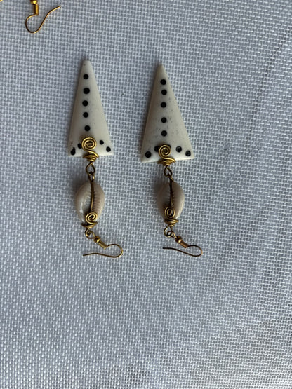 Ivory Triangle Bone Drop Earrings — second angle
