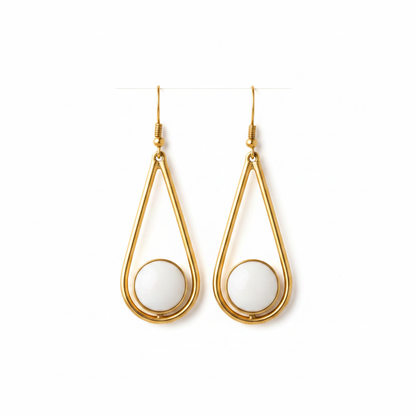 The Lumière Set — gold teardrop earrings with white stone, product shot