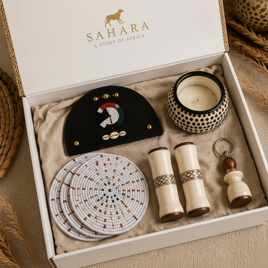 Artisan Kitchen Gift Set – open SAHARA gift box with all pieces inside