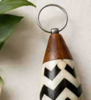 SAH-KEY-001 carved zebra keychain