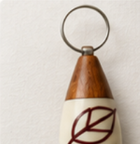 SAH-KEY-003 ivory and wood keychain