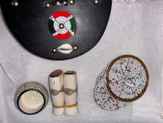 Artisan Kitchen gift set with beaded and carved home accessories