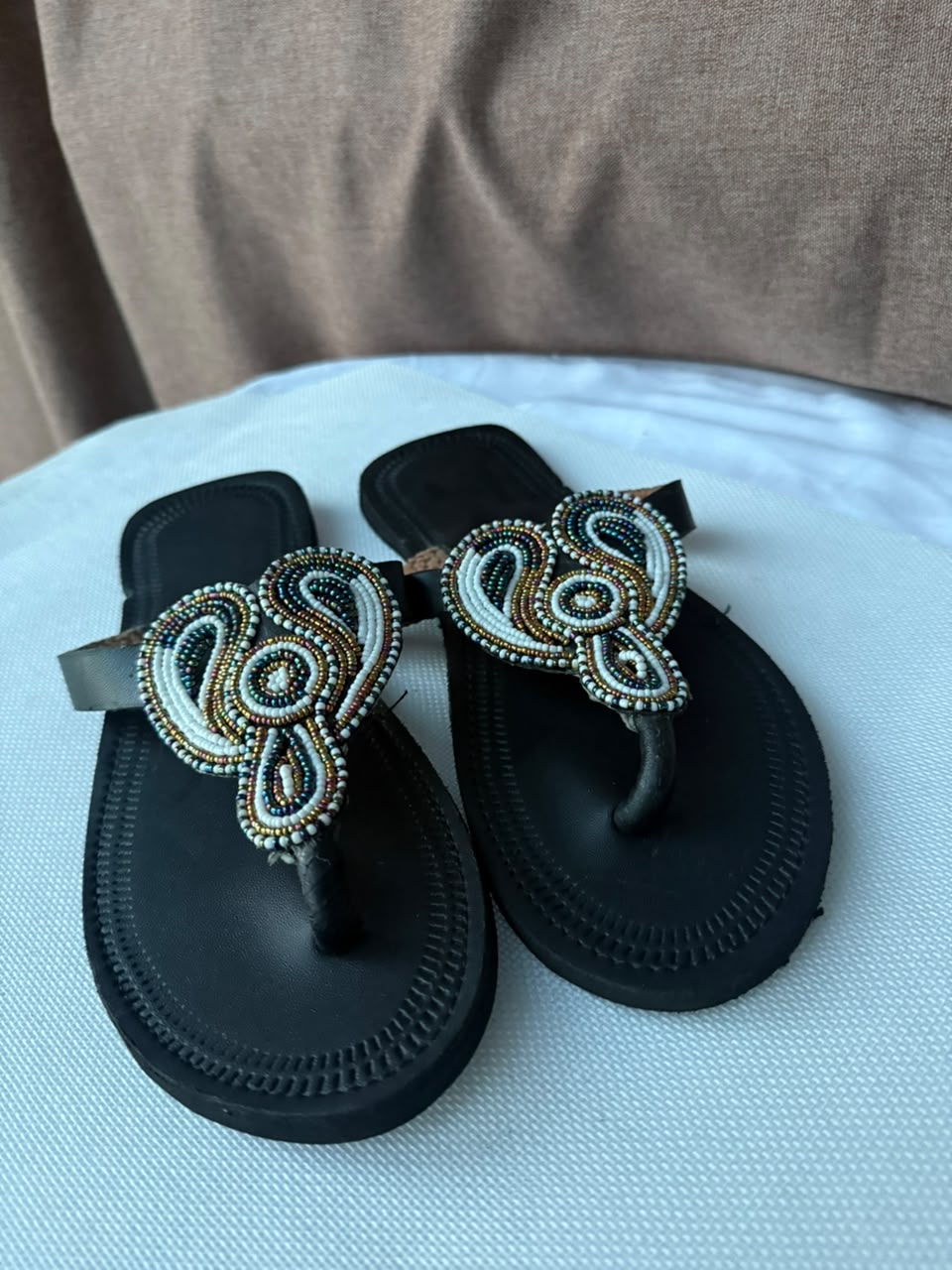 Midnight Paisley beaded sandals EU 39