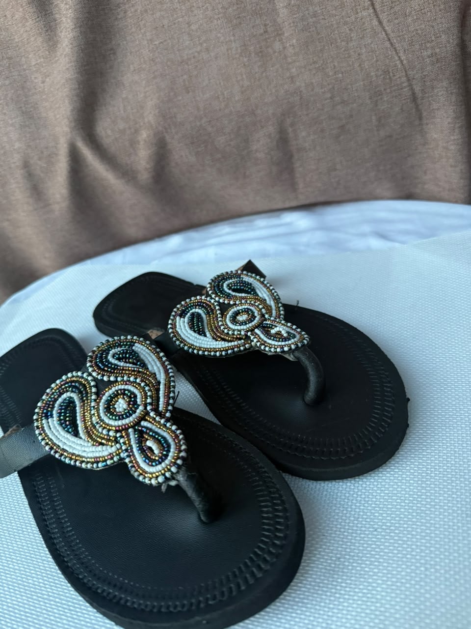 Midnight Paisley sandals angled view