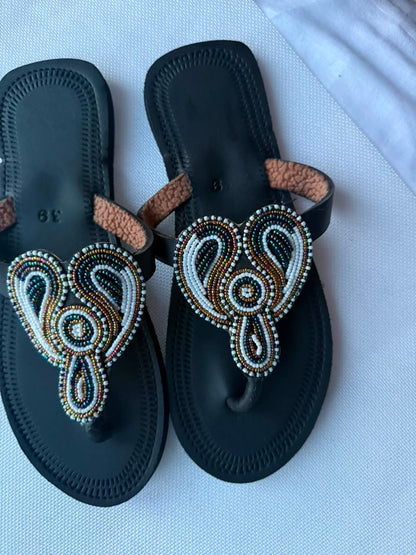 Midnight Paisley sandals top view
