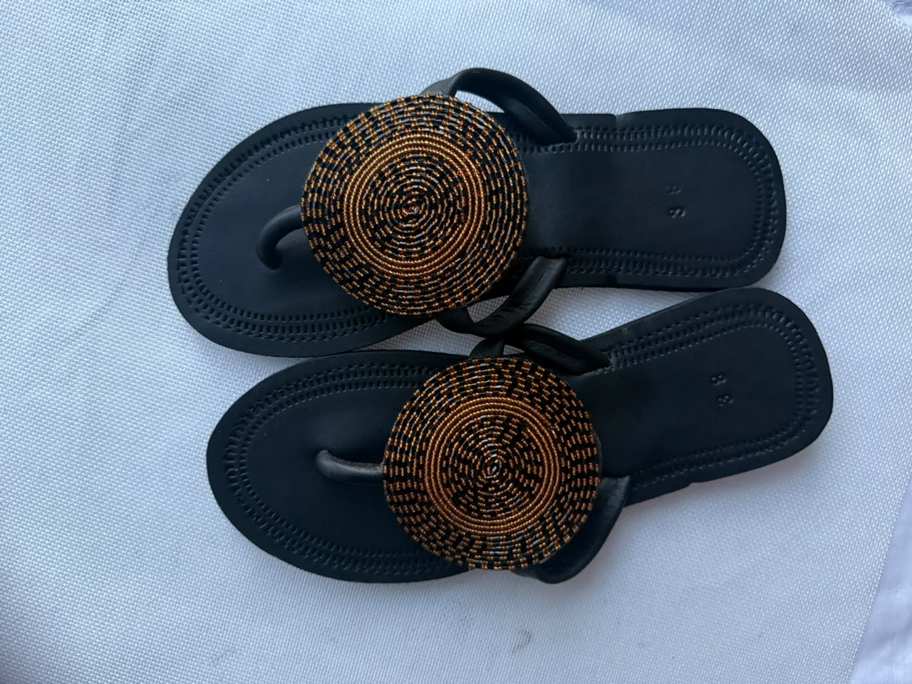 Bronze Sun Disc Sandals — EU 38