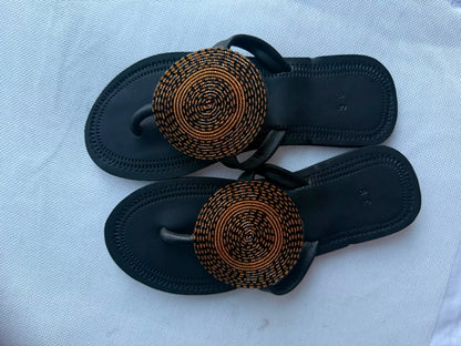 Bronze Sun Disc Sandals — EU 38