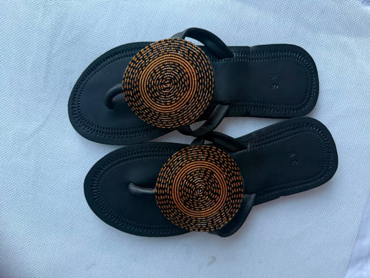 Bronze Sun Disc Sandals — EU 38