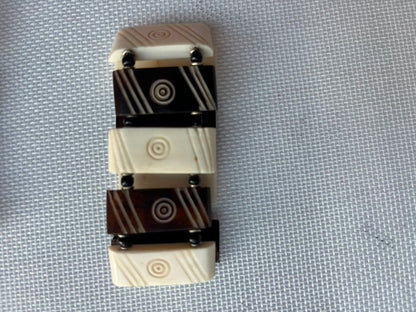 Earth Mosaic carved bone bracelet