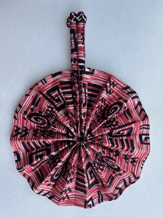 Dashiki print folding fan open front detail
