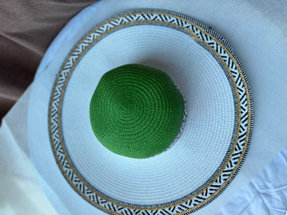 Sahara woven sun hat in green and cream