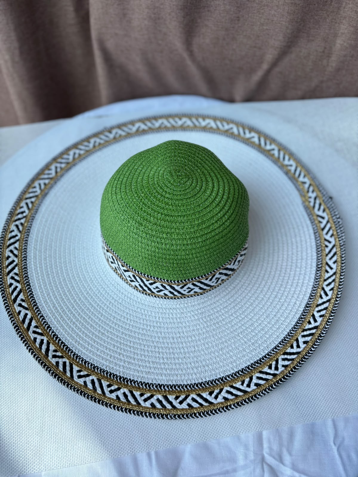 Green Sahara woven sun hat front view