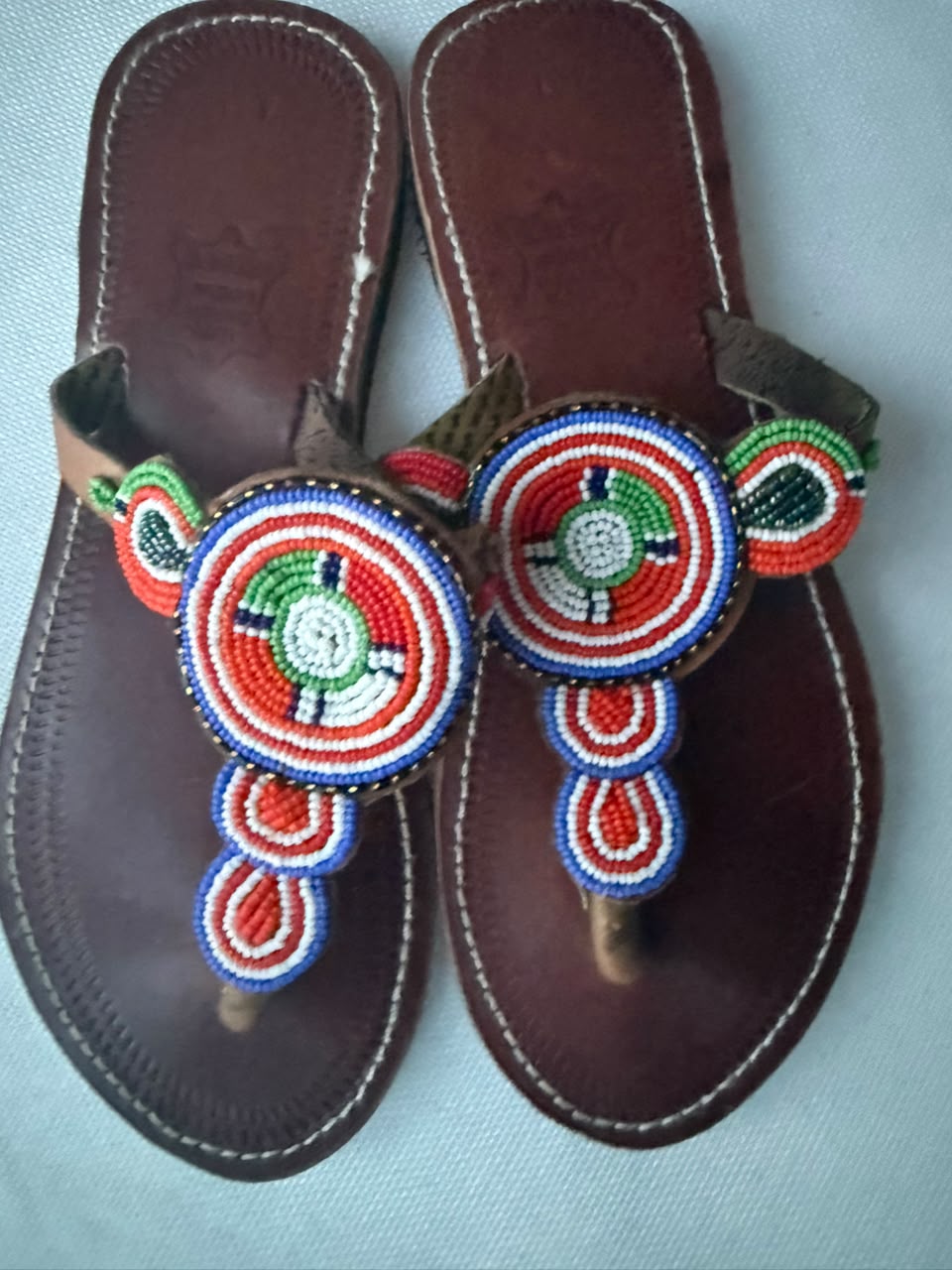Heritage Disc Beaded Leather Sandals — EU 41