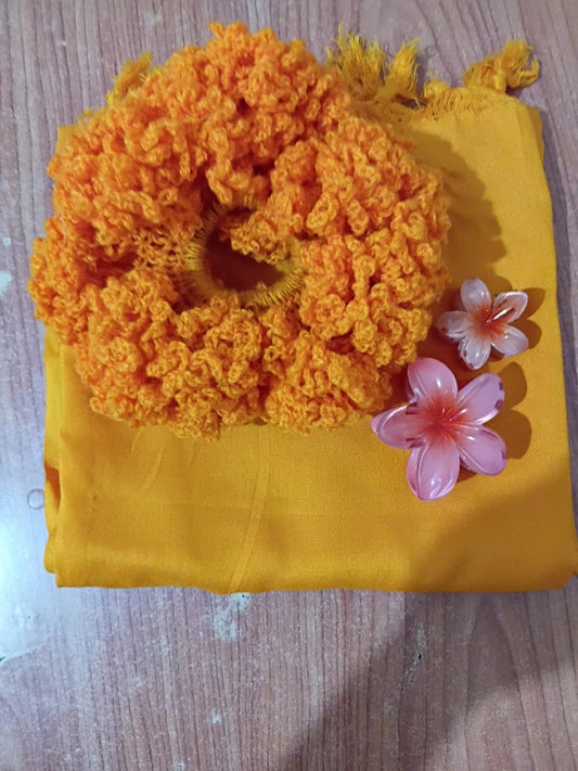 Yellow scarf scrunchie and flower hair clips set