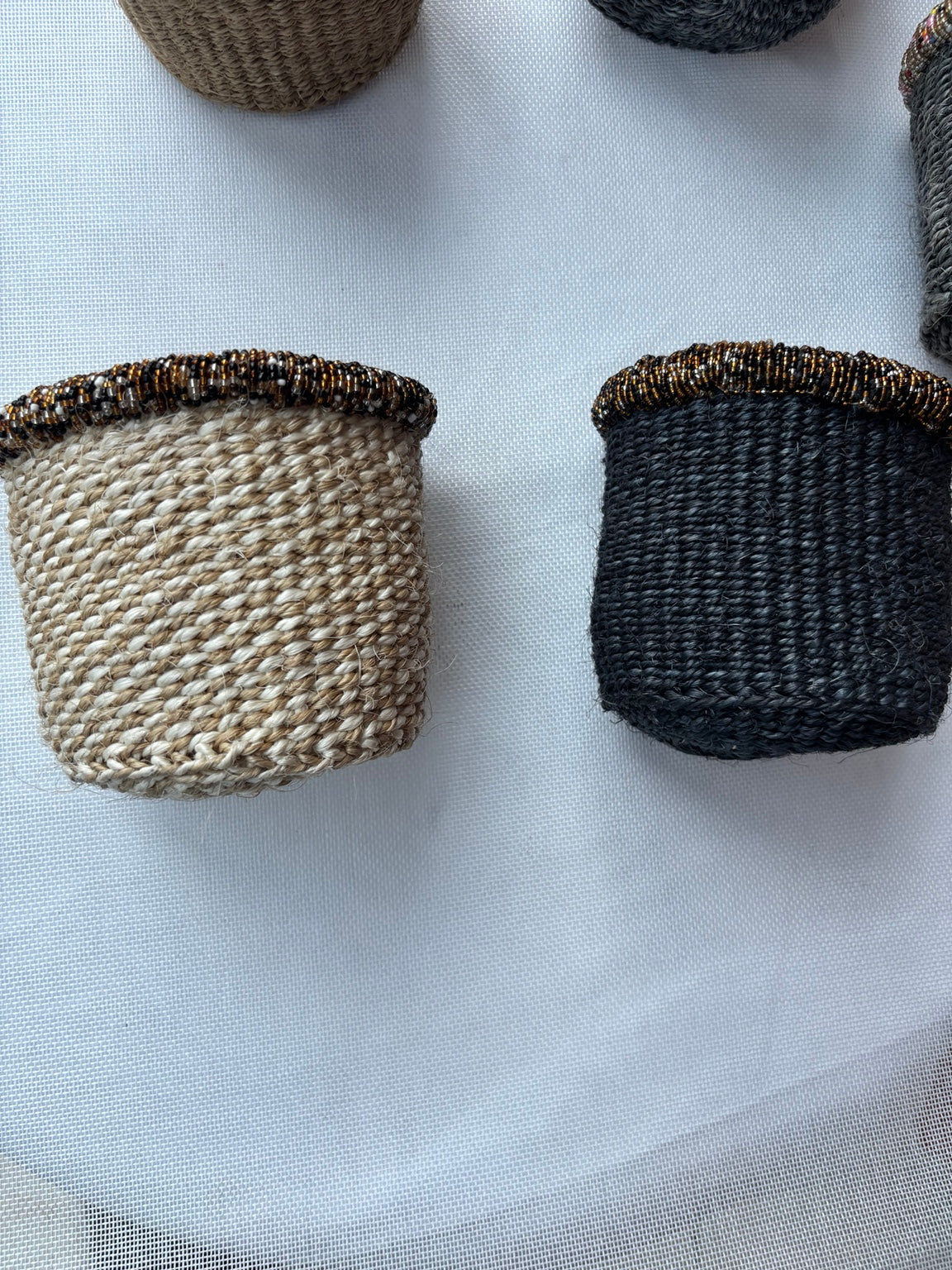 Handwoven mini sisal baskets