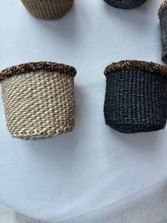 Handwoven mini sisal baskets