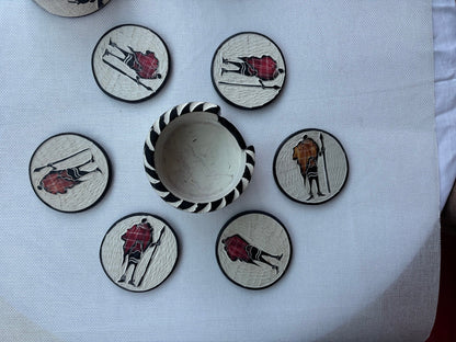 Maasai painted soapstone coaster set assortment