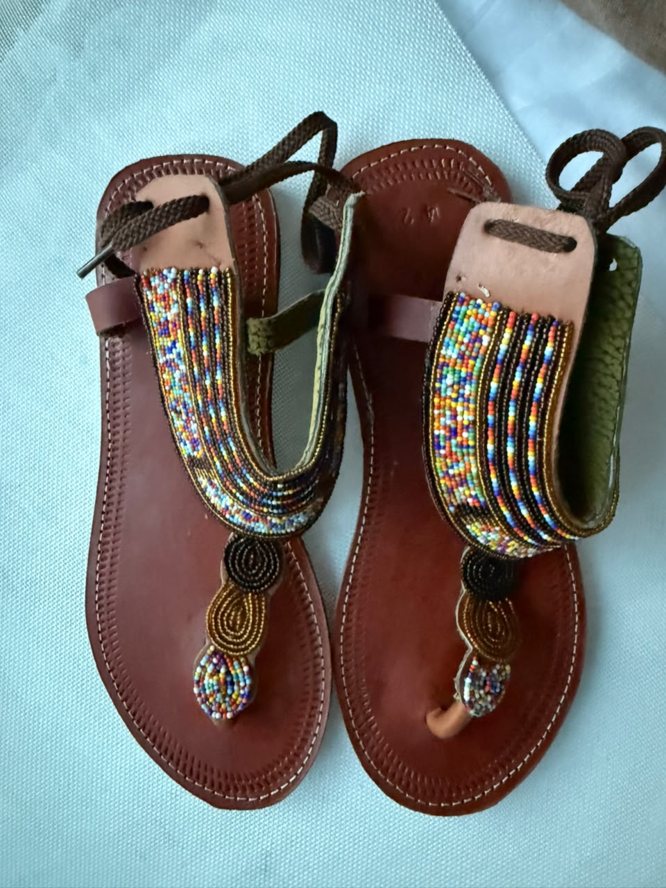 Rainbow Cuff beaded leather sandals EU 42