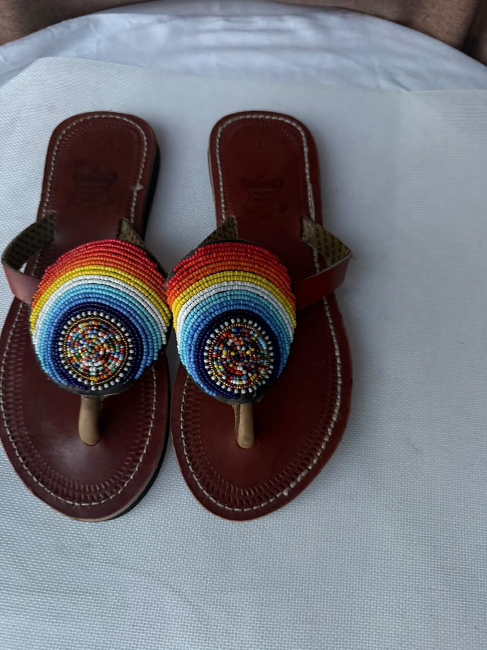 Rainbow Halo Beaded Leather Sandals — EU 41 alternate view
