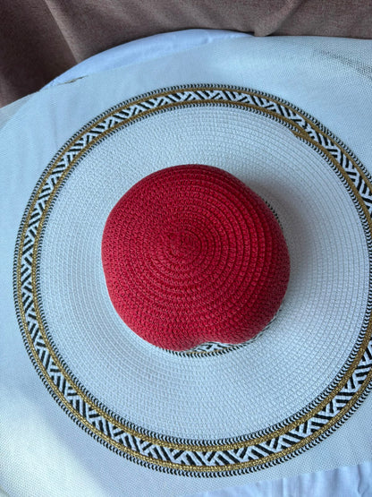 Red Sahara woven sun hat top view