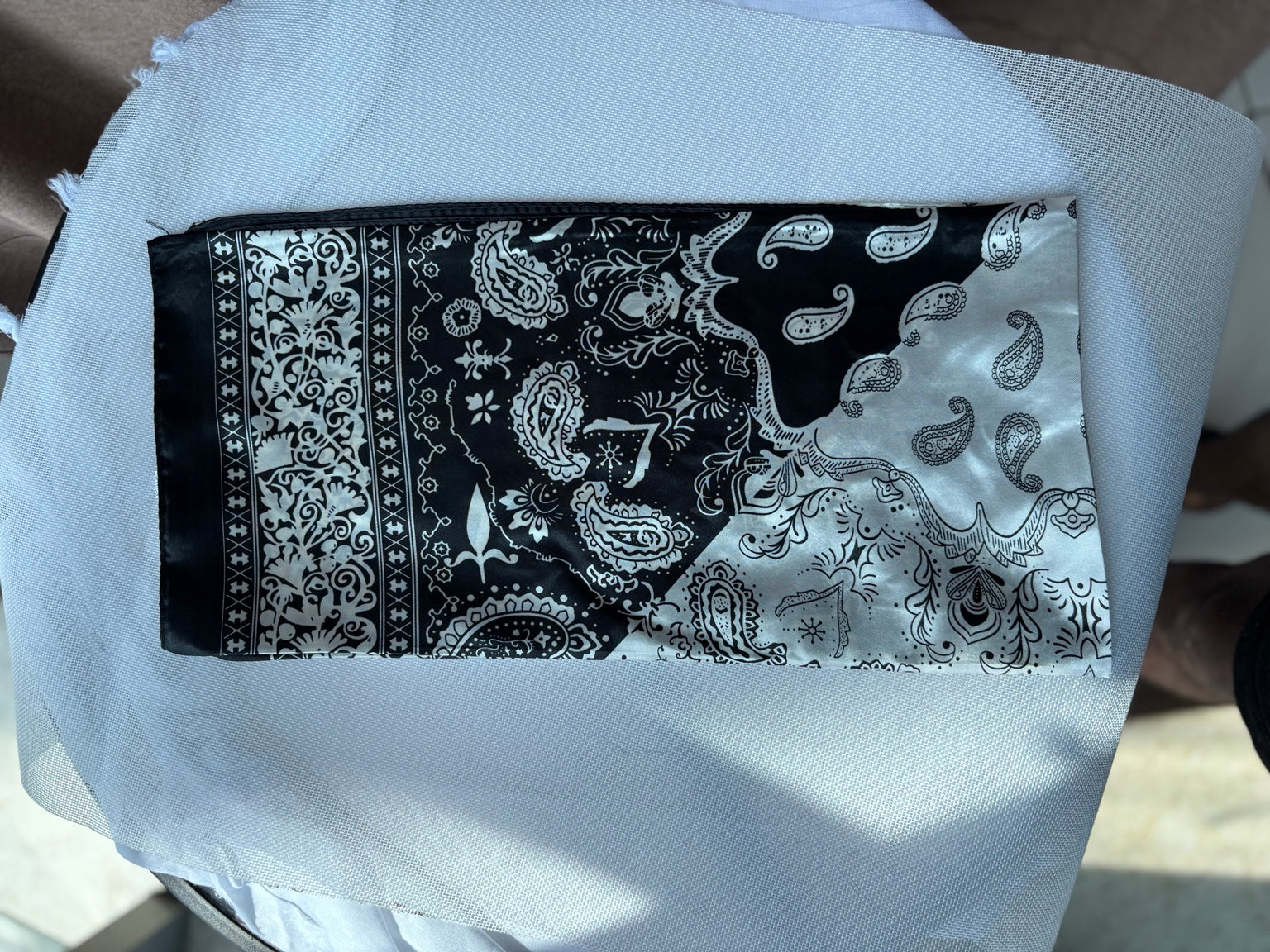 Monochrome paisley silk scarf