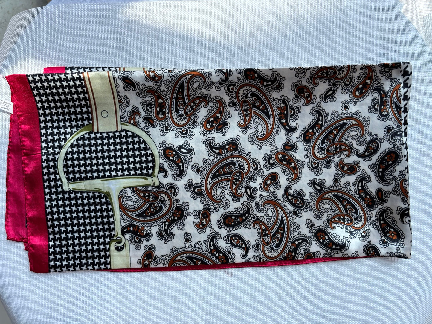Red paisley silk scarf