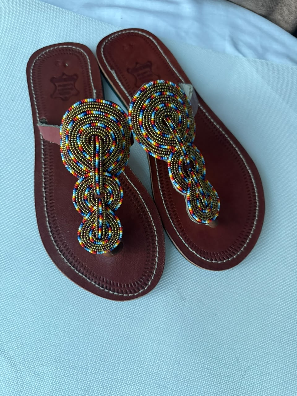 Heritage Spiral beaded leather sandals EU 42