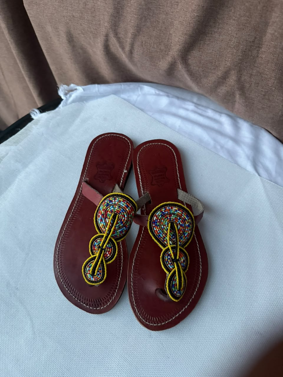 Sunloop Beaded Leather Sandals — EU 42