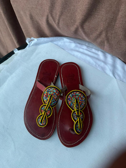Sunloop Beaded Leather Sandals — EU 42