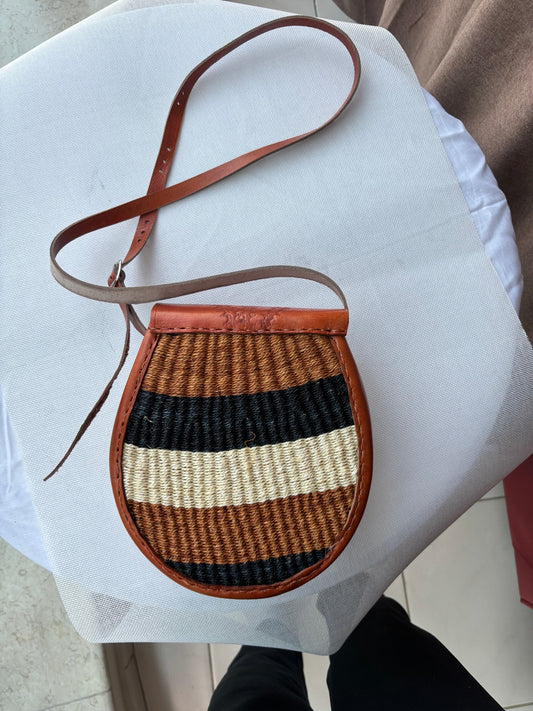 Woven crossbody bag front view